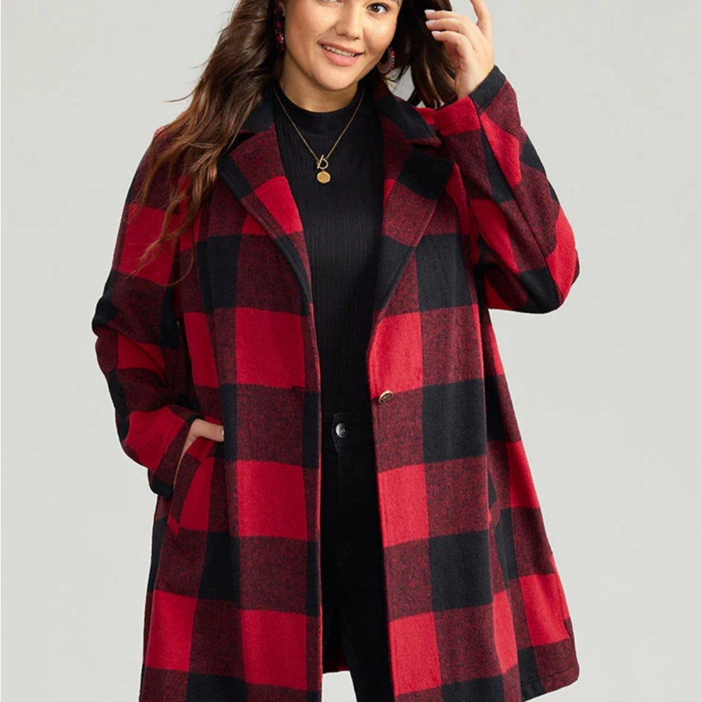 Bloomchic Plaid Print Button Down Pocket Tunic Co… - image 7